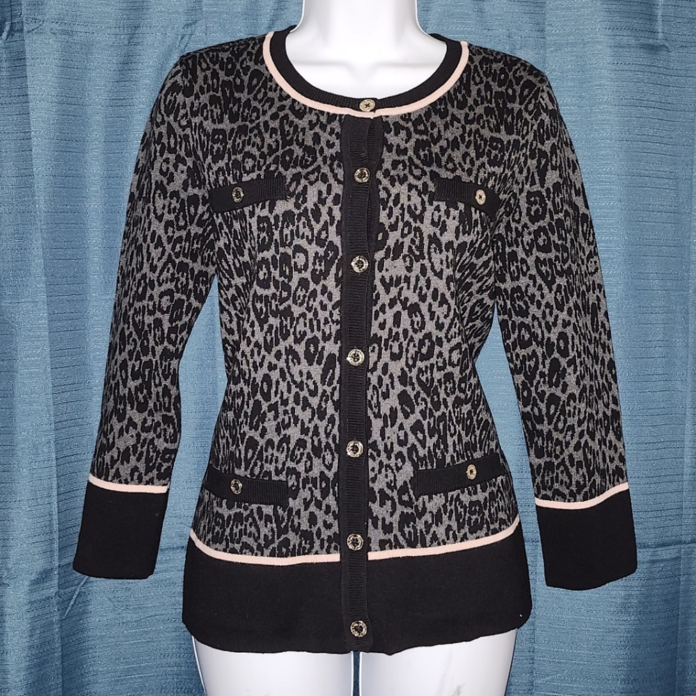 Karl Lagerfeld Leopard Cardigan - Picture 2 of 5